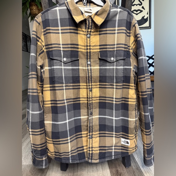 The North Face Men's Checkered Shirt Jacket - Black and Yellow - Picture 1 of 5